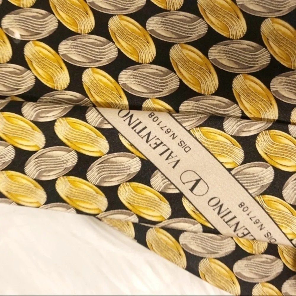 VALENTINO GOLD PRINT BUSINESS CAREERWEAR OFFICE WEDDING GUEST NECKTIE